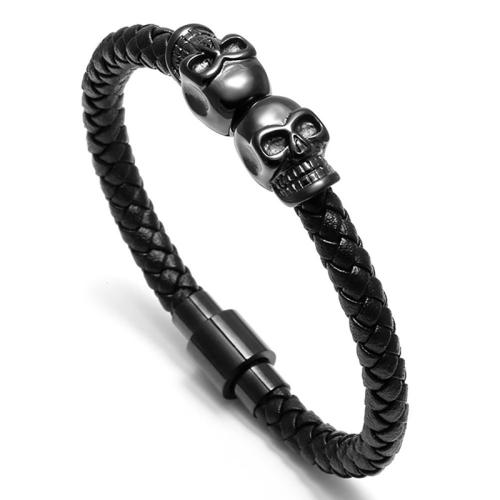 PU Leather Cord Bracelets, 304 Stainless Steel, with Synthetic Leather, handmade, for man cm [