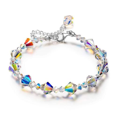 Pulseras de Cristal, acero inoxidable 304, con Cristal, hecho a mano, diferentes estilos para la opción & para mujer, multicolor, longitud:16 cm, Vendido por UD[