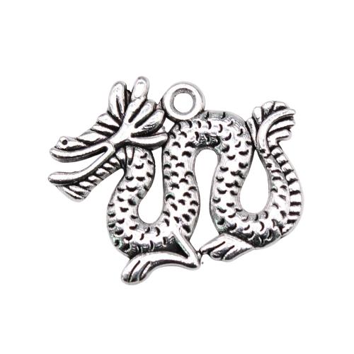 Zinc Alloy Animal Pendants, Dragon, antique silver color plated, vintage & fashion jewelry & DIY 