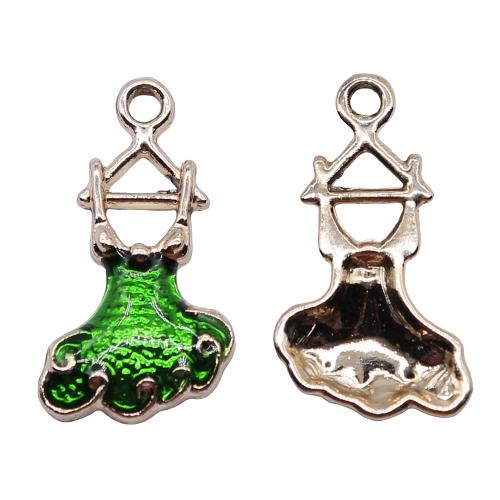 Zinc Alloy Enamel Pendants, Skirt, gold color plated, fashion jewelry & DIY, green 