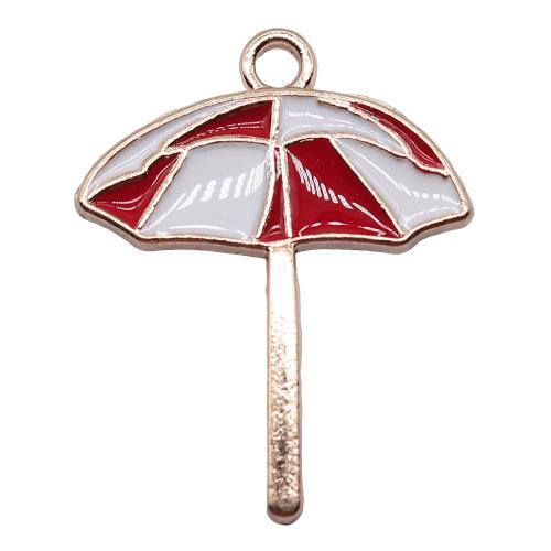 Zinc Alloy Enamel Pendants, Umbrella, gold color plated, fashion jewelry & DIY, mixed colors 