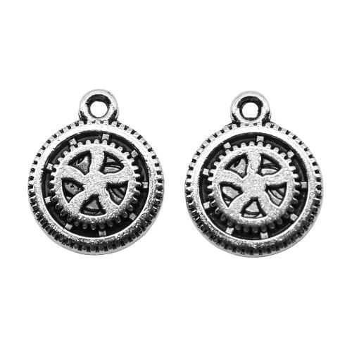 Zinc Alloy Flat Round Pendants, antique silver color plated, vintage & fashion jewelry & DIY 