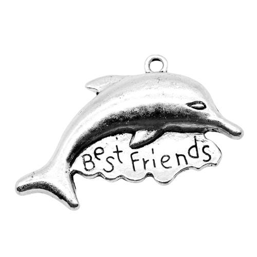 Zinc Alloy Animal Pendants, Dolphin, antique silver color plated, vintage & fashion jewelry & DIY 