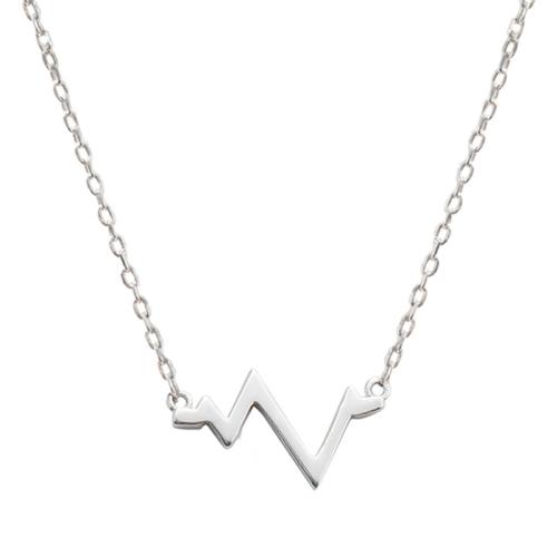 Collar de la joyería de plata esterlina, Plata de ley 925, con 3.5cm extender cadena, Electrocardiográficos, para mujer, longitud:aproximado 43 cm, Vendido por UD[