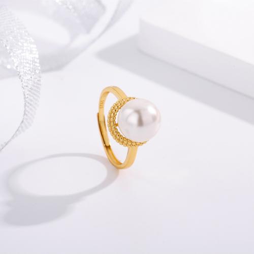 Pearl Sterling Silver Finger Ring, 925 Sterling Silver, with Shell Pearl, fashion jewelry & for woman US Ring 