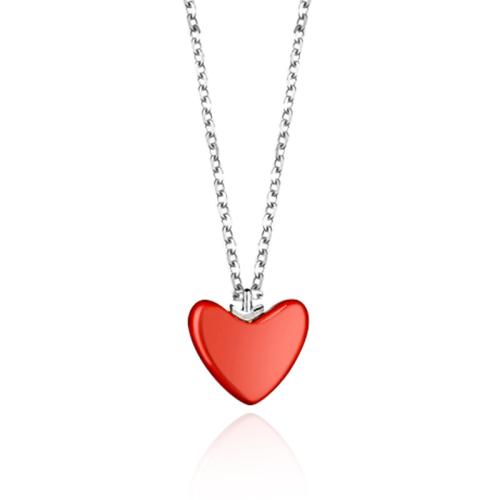 Collar de la joyería de plata esterlina, Plata de ley 925, con Alúmina Rubí, con 5cm extender cadena, Corazón, para mujer, más colores para la opción, longitud:aproximado 40 cm, Vendido por UD