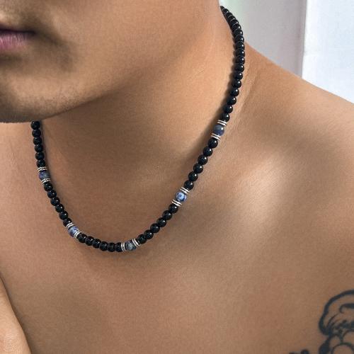 Collier acrylique, alliage de zinc, avec oeil de tigre & Acrylique, avec 7CM chaînes de rallonge, Placage, pour homme, plus de couleurs à choisir cm, Vendu par PC