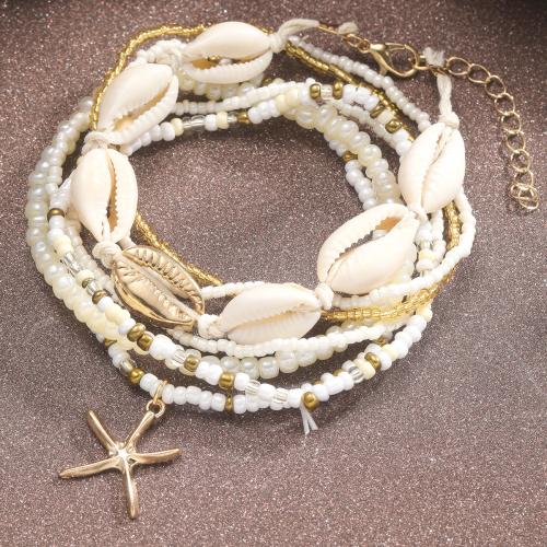 Fashion Jewelry Anklet, coquille, bijoux de mode & multicouche & pour femme, Vendu par PC