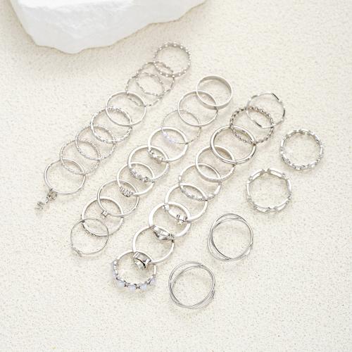 Zinc Alloy Ring Set, with Crystal, 30 pcs & fashion jewelry & for woman, original color [