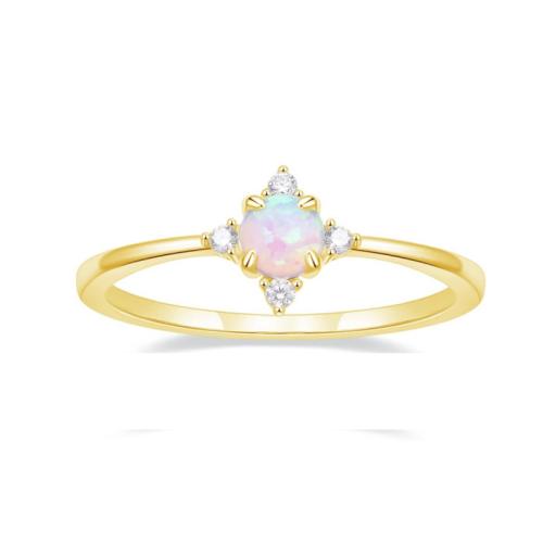 Cubic Zirconia Finger Ring, Zinc Alloy, with Opal, plated & micro pave cubic zirconia & for woman [