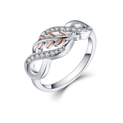 Bague zircone cubique, alliage de zinc, Placage, normes différentes pour le choix & pavé de micro zircon & pour femme, argent, Vendu par PC