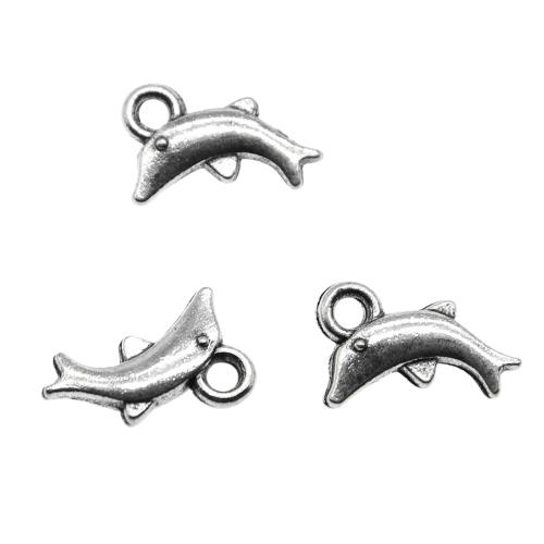 Zinklegierung Tier Anhänger, Dolphin, antik silberfarben plattiert, Vintage & Modeschmuck & DIY, 11x6mm, verkauft von PC[