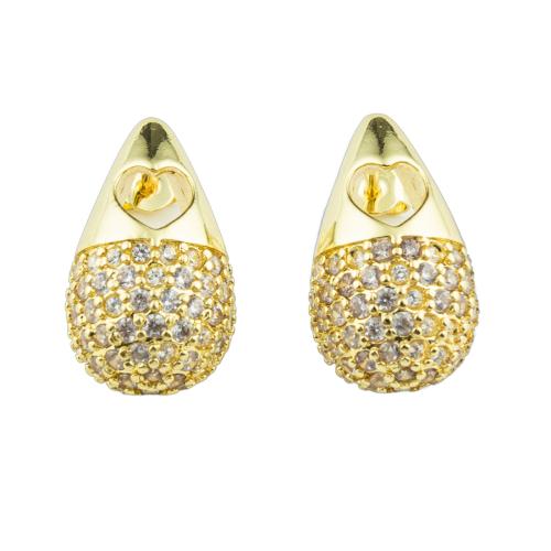 Boucles d'oreilles en laiton zircon cubique pavent, fade et jamais plaqué de haute qualité, bijoux de mode & pavé de micro zircon & pour femme, plus de couleurs à choisir Vendu par paire[