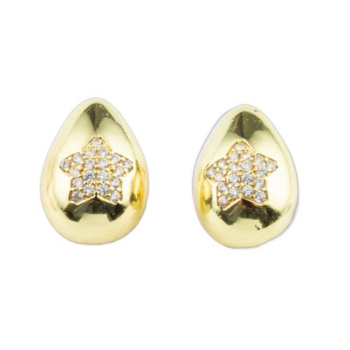 Boucles d'oreilles en laiton zircon cubique pavent, couleur de haute qualité d'or plaqué, bijoux de mode & pavé de micro zircon & pour femme Vendu par paire[