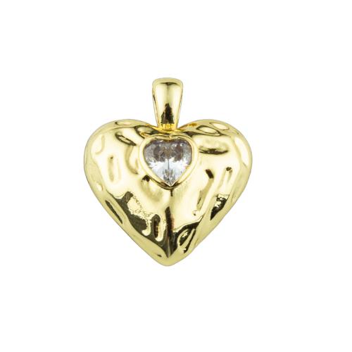 Brass Heart Pendants, high quality plated, DIY & micro pave cubic zirconia Approx 2mm 