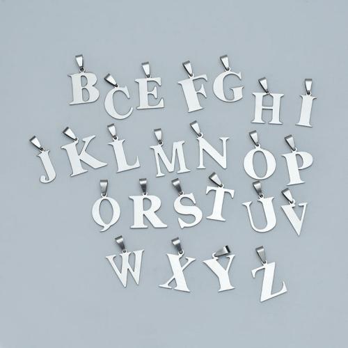 Stainless Steel Letter Pendant, 304 Stainless Steel, Alphabet Letter, polished, DIY original color [