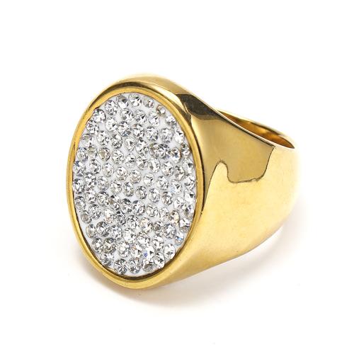 Cubic Zirconia Stainless Steel Finger Ring, 304 Stainless Steel, Vacuum Ion Plating, fashion jewelry & Unisex & micro pave cubic zirconia [