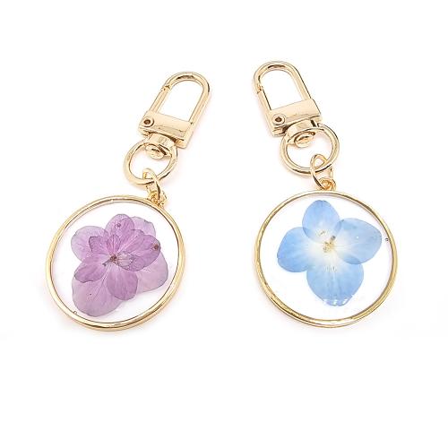 Zinc Alloy Key Chain Jewelry, with Dried Flower, plated, fashion jewelry & epoxy gel 