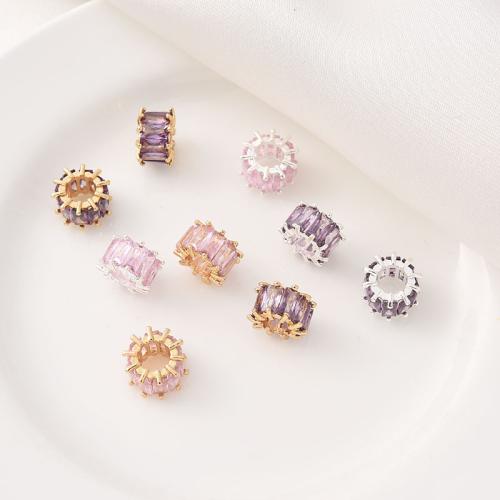 Brass Spacer Beads, plated, DIY & micro pave cubic zirconia 9mm [