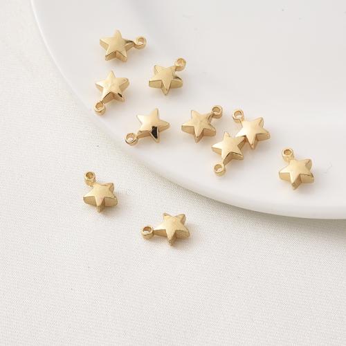 Brass Star Pendants, laiton, étoile, Placage, DIY, doré, 6mm, Vendu par PC[