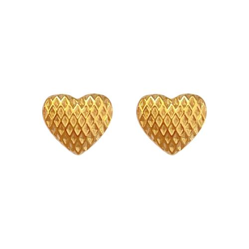 Stainless Steel Stud Earring, 304 Stainless Steel, Heart, Vacuum Ion Plating, fashion jewelry & for woman, golden [