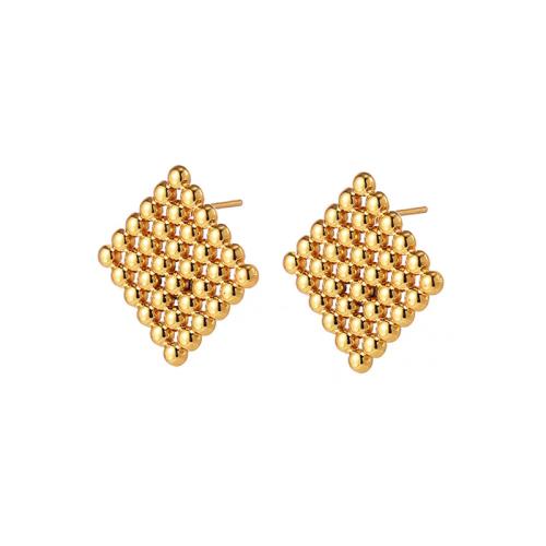 Stainless Steel Stud Earring, 304 Stainless Steel, Square, Vacuum Ion Plating, fashion jewelry & for woman, golden [