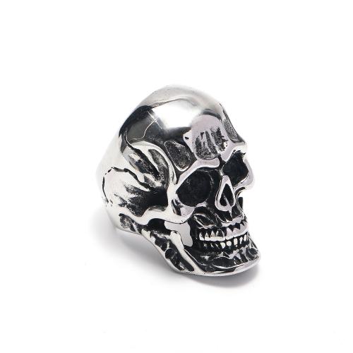 Stainless Steel Finger Ring, 304 Stainless Steel, Skull, Vacuum Ion Plating, fashion jewelry & for man [