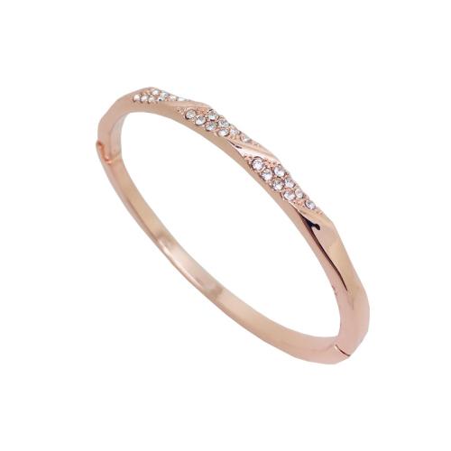 Brazalete de Aleación de Zinc, chapado, micro arcilla de zirconia cúbica & para mujer, más colores para la opción, diámetro interior:aproximado 56x51mm, Vendido por UD