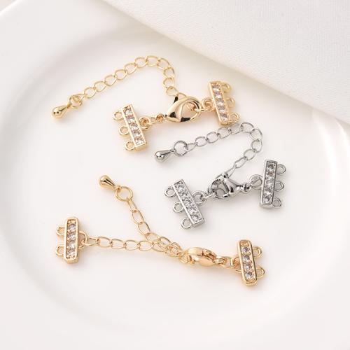 Brass Extender Chain, plated, DIY & micro pave cubic zirconia [