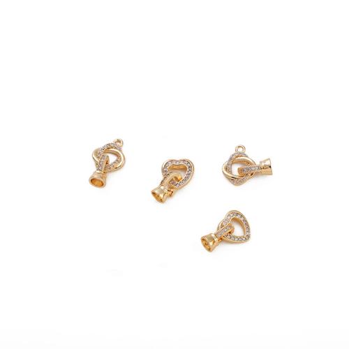 Brass Clasp Findings, DIY & micro pave cubic zirconia, golden [