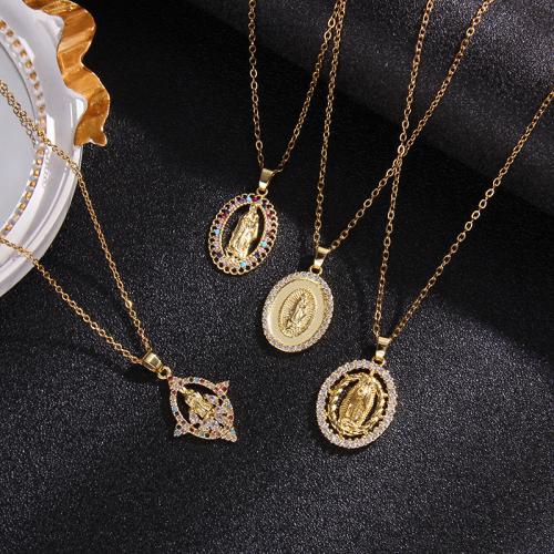 Collier de bijoux de titane, Acier titane, avec laiton, avec 5cm chaînes de rallonge, styles différents pour le choix & pavé de micro zircon & pour femme, doré cm, Vendu par PC