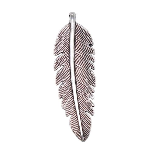 Zinc Alloy Feather Pendants, antique silver color plated, vintage & fashion jewelry & DIY 