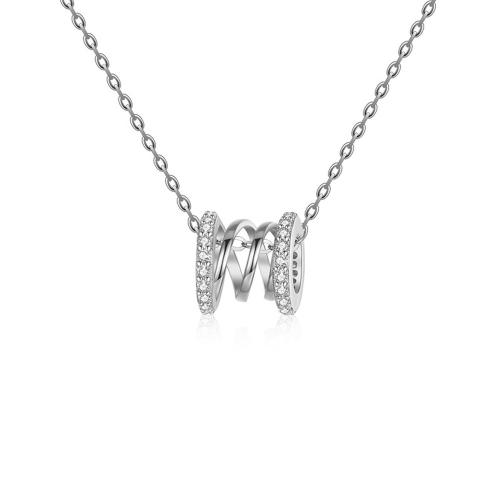 Cubic Zirconia Micro Pave Sterling Silver Necklace, 925 Sterling Silver, with 5cm extender chain, fashion jewelry & micro pave cubic zirconia & for woman Approx 40 cm 