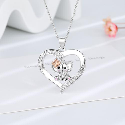 Collier en laiton cubique Zircon Micro Pave, coeur, bijoux de mode & pavé de micro zircon & pour femme Environ 45 cm, Vendu par PC