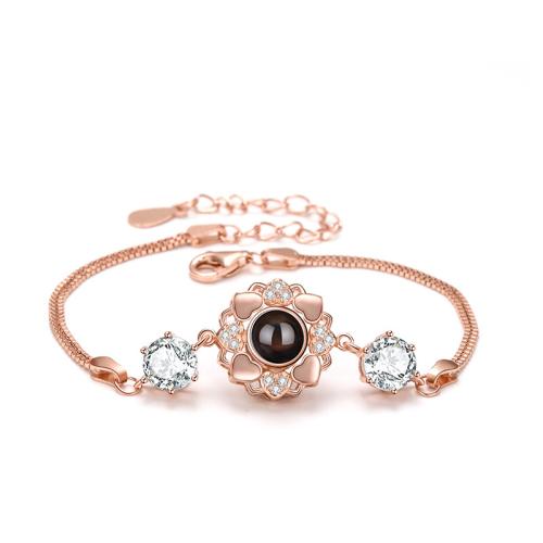 Cubic zirconia pavimenta la pulsera de plata de ley, Plata de ley 925, Joyería & micro arcilla de zirconia cúbica & para mujer, más colores para la opción, longitud:aproximado 21 cm, Vendido por UD