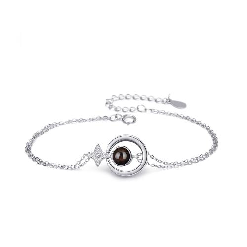 Cubic zirconia pavimenta la pulsera de plata de ley, Plata de ley 925, Joyería & micro arcilla de zirconia cúbica & para mujer, más colores para la opción, longitud:aproximado 21 cm, Vendido por UD