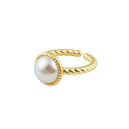 Sterling Silver Finger Ring, 925 Sterling Silver, with Plastic Pearl, fashion jewelry & for woman Inner Approx 17mm 