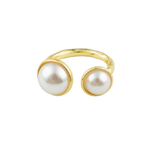 Sterling Silver Finger Ring, 925 Sterling Silver, with Plastic Pearl, fashion jewelry & for woman, Inner Approx 17mm 