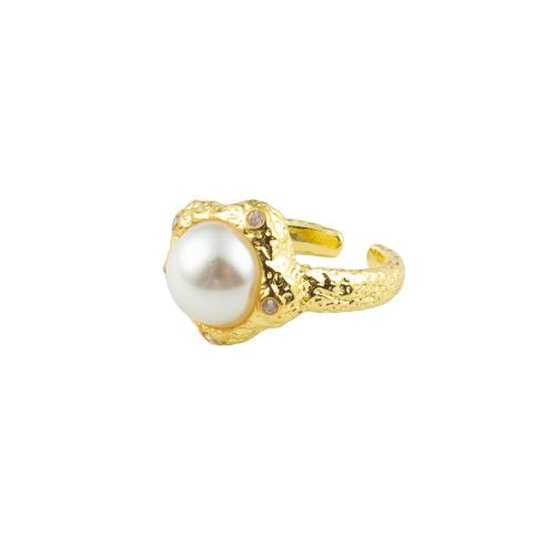 Sterling Silver Finger Ring, 925 Sterling Silver, with Plastic Pearl, fashion jewelry & for woman Inner Approx 17mm 