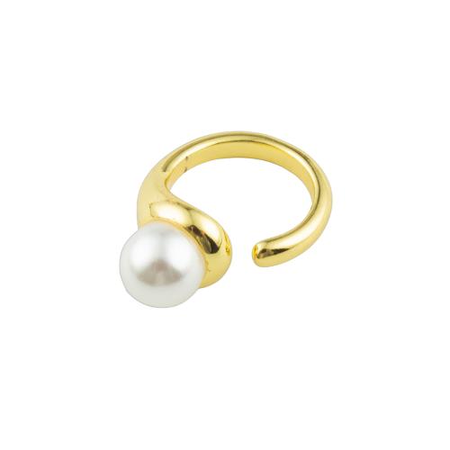 Sterling Silver Finger Ring, 925 Sterling Silver, with Plastic Pearl, fashion jewelry & for woman Inner Approx 17mm 