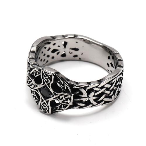 Stainless Steel Finger Ring, 304 Stainless Steel, punk style & for man, original color [