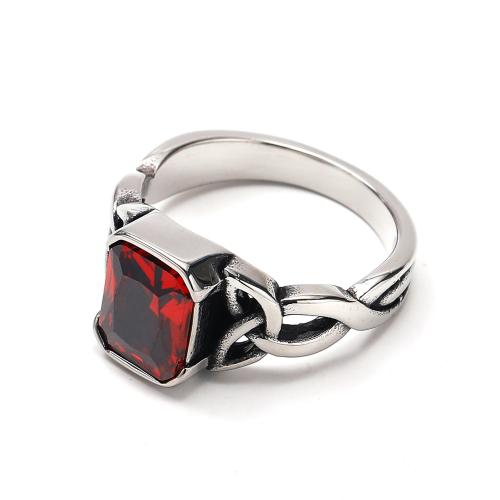 Bague en acier inoxydable Incrusté de zircon, Acier inoxydable 304, avec zircon cubique, bijoux de mode & normes différentes pour le choix & pour homme, plus de couleurs à choisir, Vendu par PC