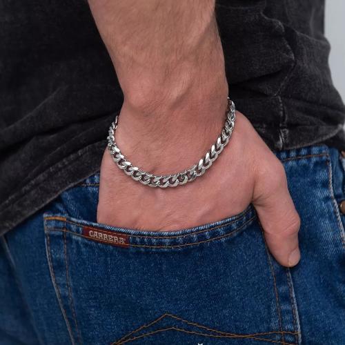 Fashion Zinc Alloy Bracelets, silver color plated, for man [