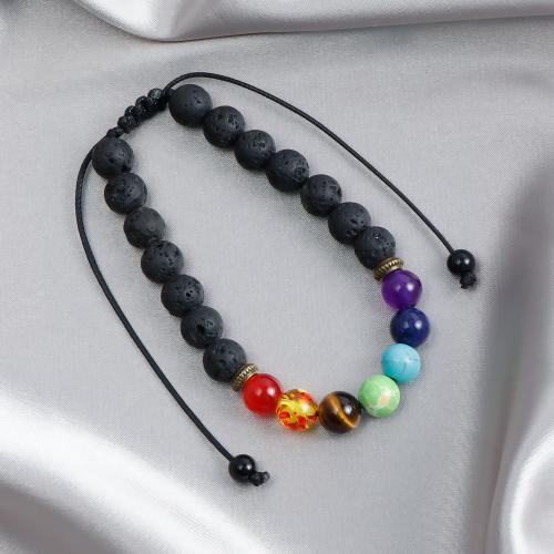 Bracelet de perles de lave, lave volcanique, avec Fil de coton & plastique, unisexe & styles différents pour le choix, plus de couleurs à choisir, Vendu par PC[