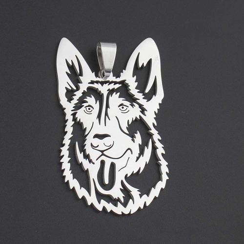 Pendentifs d'animaux en acier inoxydable , Acier inoxydable 304, loup, Placage, DIY, argent Vendu par PC[