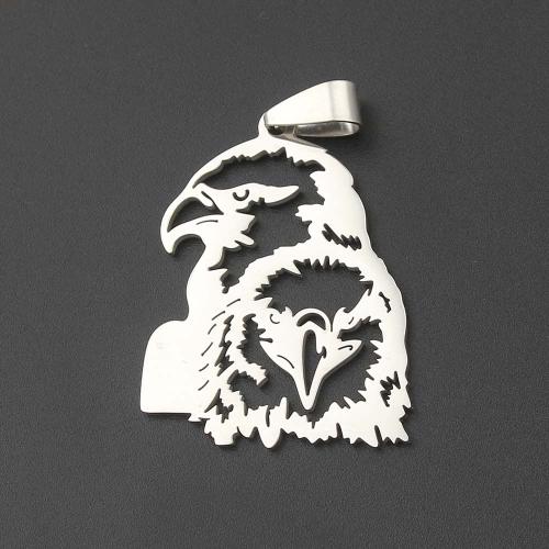 Pendentifs d'animaux en acier inoxydable , Acier inoxydable 304, aigle, Placage, DIY, argent Vendu par PC[