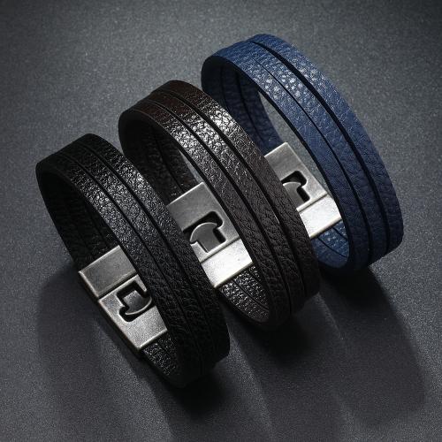 PU Leather Cord Bracelets, Zinc Alloy, with PU Leather, fashion jewelry & multilayer & Unisex .5cm cm 