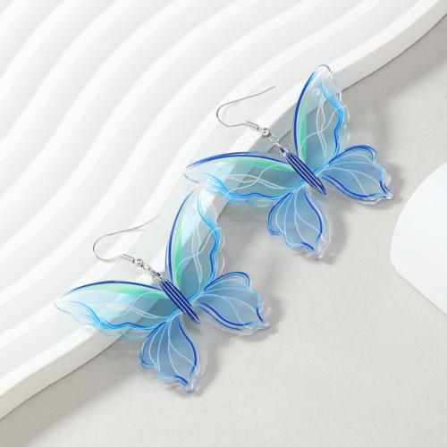 Acrylic Drop Earring, Butterfly, fashion jewelry & for woman 