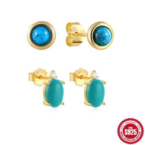 Silver Earring Zircon pavent Sterling, argent sterling 925, avec turquoise, styles différents pour le choix & pavé de micro zircon & pour femme, plus de couleurs à choisir, Vendu par paire[