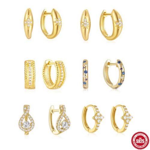 Pendiente de plata cubic zirconia Micro Pave Sterling, plata de ley 925, diferentes estilos para la opción & micro arcilla de zirconia cúbica & para mujer, más colores para la opción, Vendido por Par